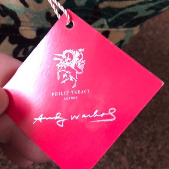 ANDY WARHOL BY PHILIP TREACY GREEN CAMO CAMPBELL SOUP BUCKET HAT-RARE! VINTAGE! - Picture 3 of 8